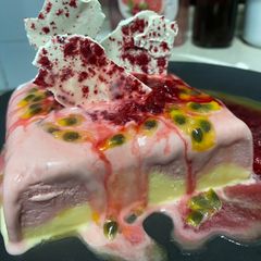 A picture of Passionfruit and Raspberry Semifreddo.