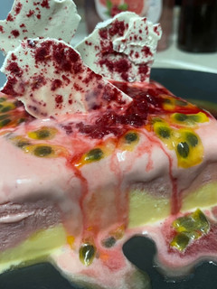 A picture of Passionfruit and Raspberry Semifreddo.