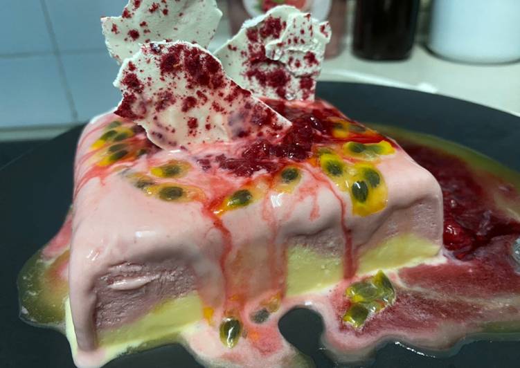 Recipe of Quick Passionfruit and Raspberry Semifreddo