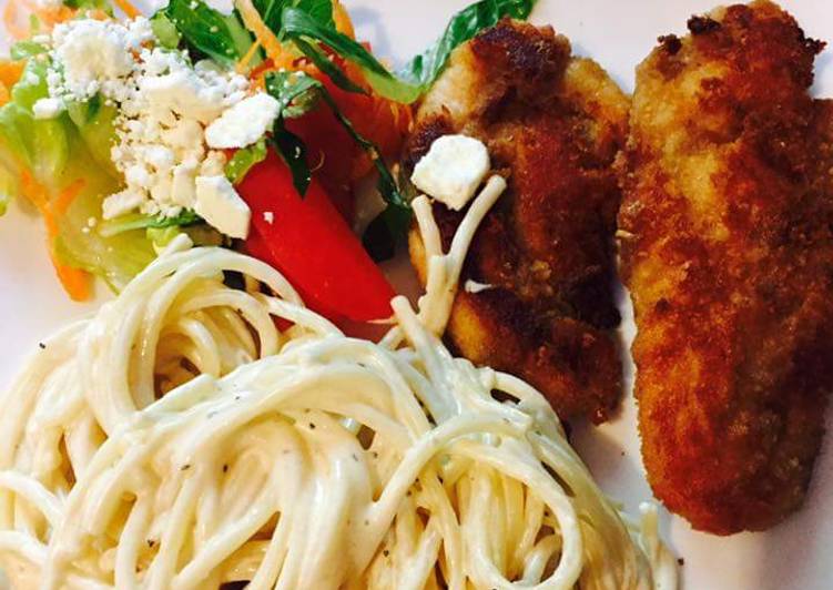 Spaghetti con queso crema