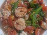 ตำผักบุ้งใส่กุ้ง