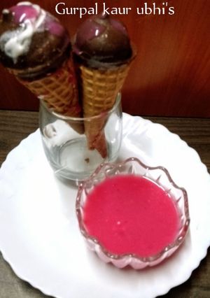 A picture of Cherry Homemade blush ice cream Drizzle.