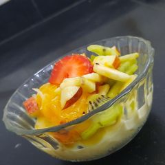 A picture of Fruit custard delight.