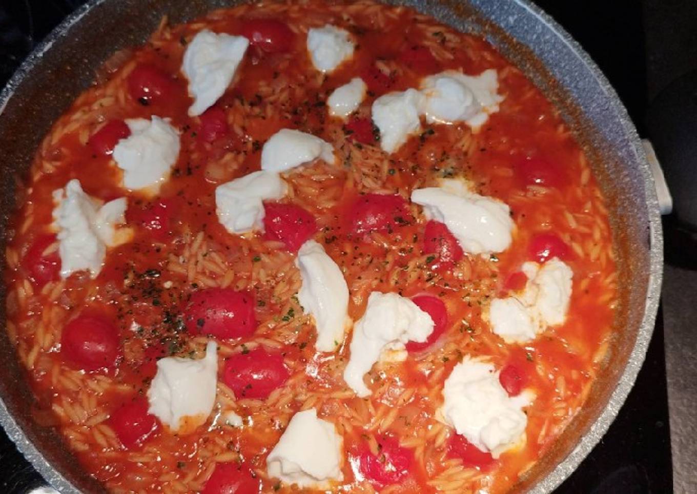 Poêlée avoine tomate 🍅 et mozza