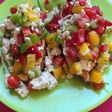 Boniato asado con pimientos tres colores