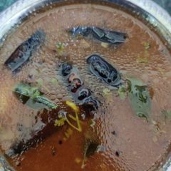 A picture of Tamarind rasam in Telangana style.