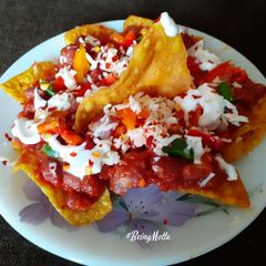 Layered Wheat Nachos A picture of Layered Wheat Nachos.