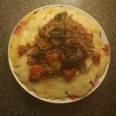 Courgette Tomato Beef mince Mash A picture of Courgette Tomato Beef mince Mash.