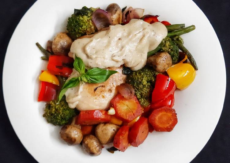 How to Make Perfect Olive oil &amp; Butter Poached Chicken with veggies in white sauce