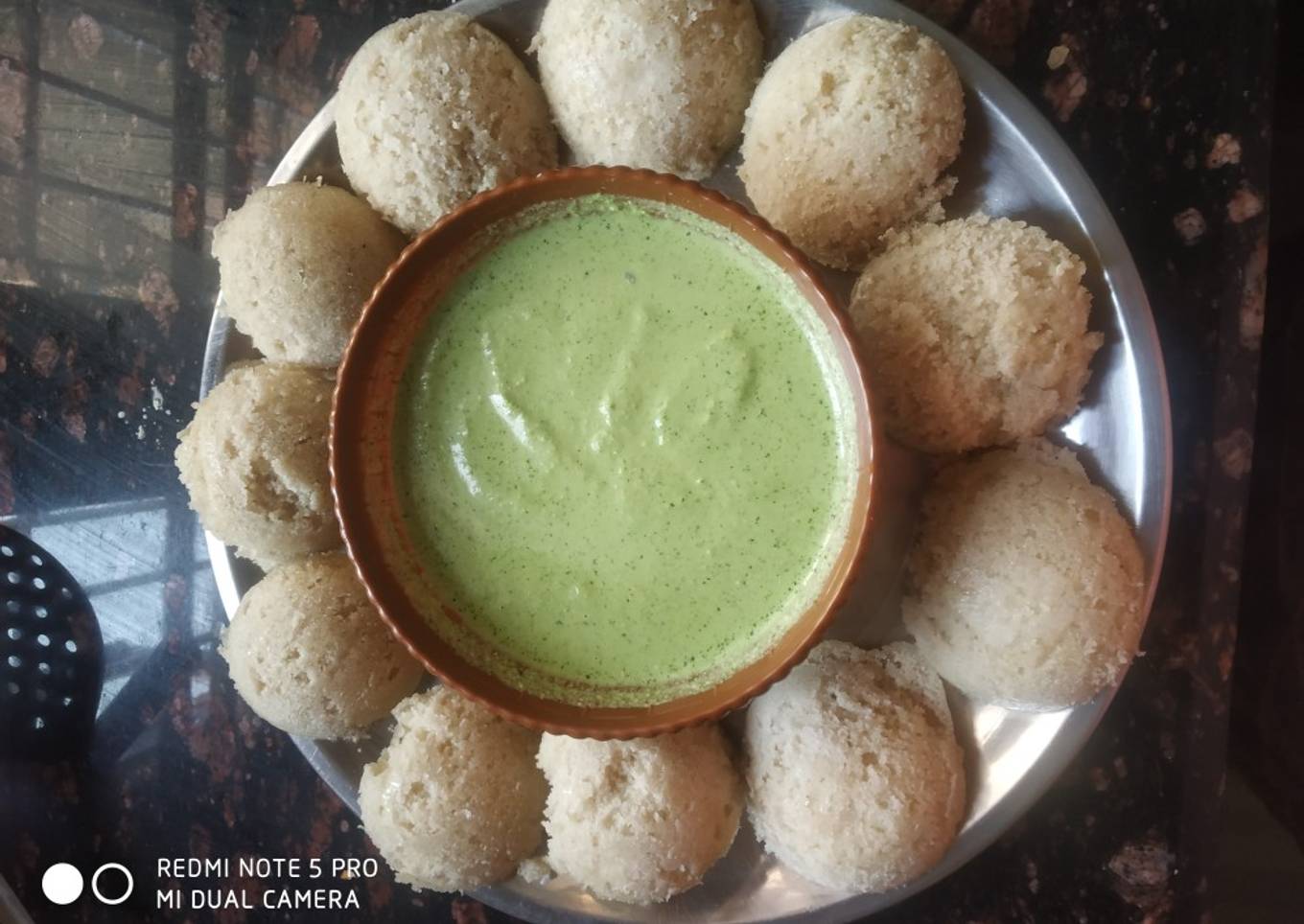 Samak-potato idli with peanut chutney