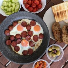 A picture of Turkish Sausage & Eggs (Sucuklu Yumurta).
