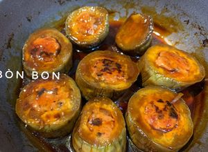 Hình của món Cà Tím Dồn Thịt Rim Nước Tương.