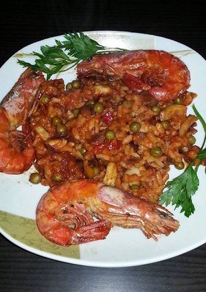 Una foto de Arroz meloso con langostinos