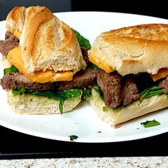 My Garlic & Basil Steak on a Baget 🤩🤩🤩 A picture of My Garlic & Basil Steak on a Baget 🤩🤩🤩.