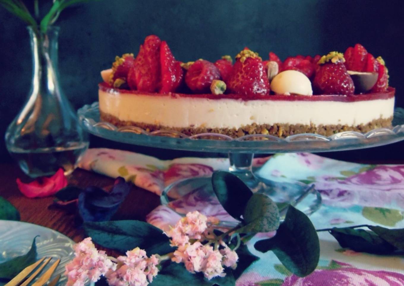 🍰🍓Cheesecake aux fruits rouges & eau de rose🍓🍰