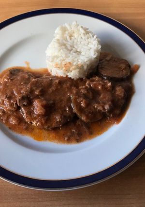 Una foto de Berenjenas en salsa