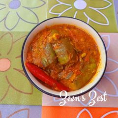 A picture of Bharwa Masala Baingan/Stuffed Eggplants.