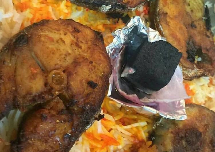 أرز ابيض مع سمك الكنعد