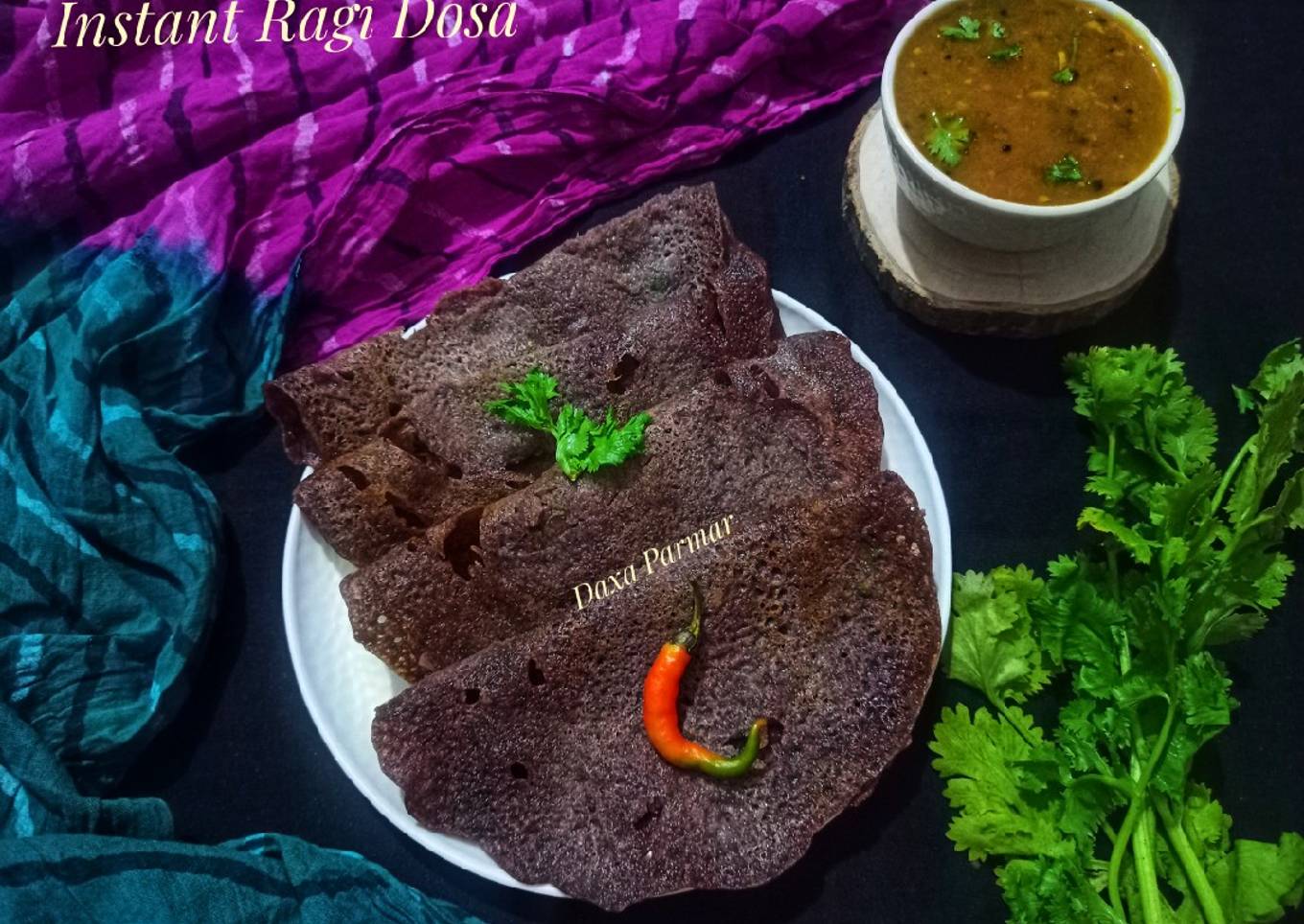 Instant Ragi Dosa (Finger Millet Flour Dosa)