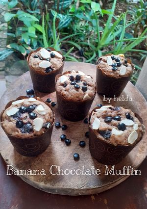 Foto resep Banana Chocolate Muffin Easy,No Mixer... So Simple..... 👌👍