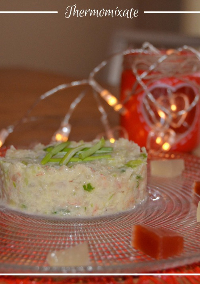 Una foto de Tartar de gambas con gelatina de lima y tomate con Thermomix