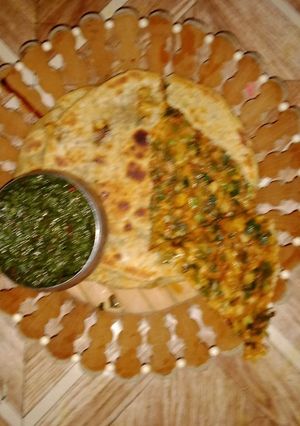 हरे लहसुन और प्याज़ का पराठा(hare lahsun aur pyaz ka paratha recipe in hindi) रेसिपी मुख्य फोटो