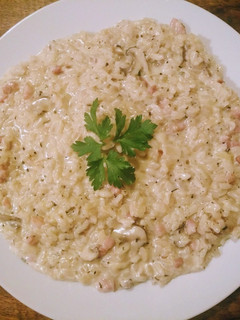 奶油培根蘑菇燉飯 的食譜成品照片