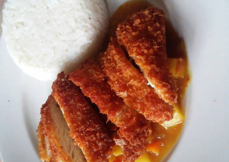 Cara termudah untuk Campuran Di RumahChikhen katsu curry rice