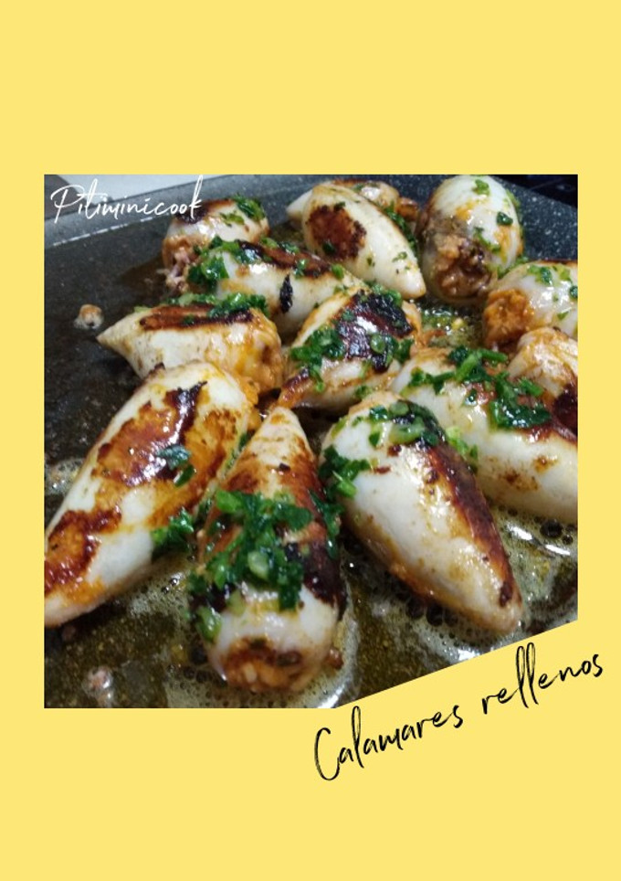 Una foto de Calamares rellenos a la plancha con ajo y perejil