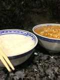 Gambas al curry con arroz Thai