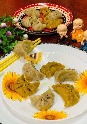 A picture of All-purpose flour Veg momos /whole wheat flour paneer momos.