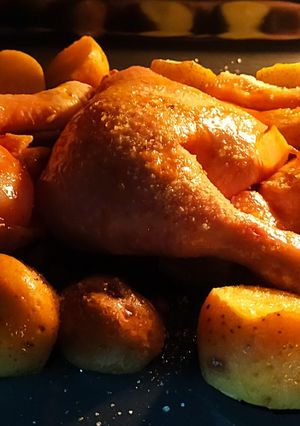 Una foto de Muslos de pollo con salsa de Curry y miel