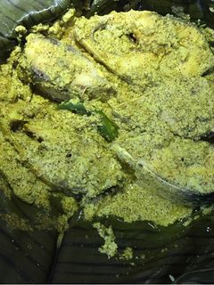 A picture of Ilish macher paturi (Hilsa fish paturi).