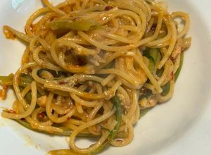 Foto di Spaghetti in padella 47 nduja cefalo e puntarelle