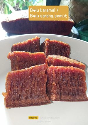 Foto resep Bolu karamel / bolu sarang semut panggang panci