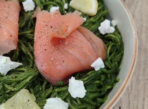 Une photo de Spaghetti Crème d'épinards et Saumon