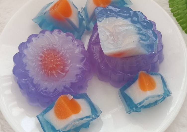 Resep Blue Pea Flower Mooncake Puding 🥮 | Cara Masak Blue Pea Flower Mooncake Puding 🥮 Yang Lezat