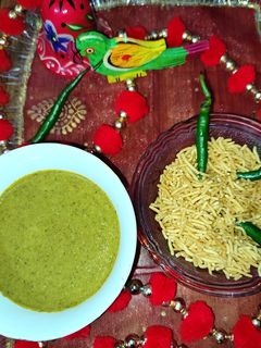 हरे धनिए की भुजिया चटनी (hare dhaniye ki bhujiya chutney recipe in Hindi) रेसिपी मुख्य फोटो