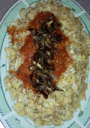 صورة لوصفة الكشري المصري بحله واحده