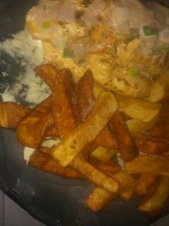 Una foto de Pechugas de pollo con crema de verdeo y jamón