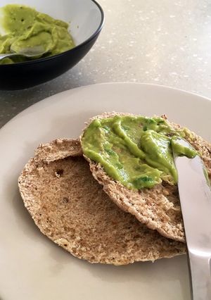 A picture of Avocado Butter with Seeded Pitta Bread.
