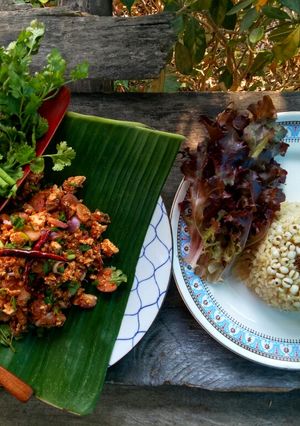 รูปของ ลาบเต้าหู้ มังสวิรัติ Vegan อาหารสุขภาพ
