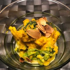 A picture of Pumpkin and cheese salad.