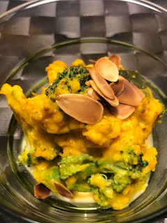 A picture of Pumpkin and cheese salad.