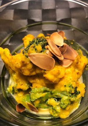A picture of Pumpkin and cheese salad.