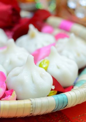 A picture of Traditional Modak Recipe Ukadiche Modak Or Steamed Modak.