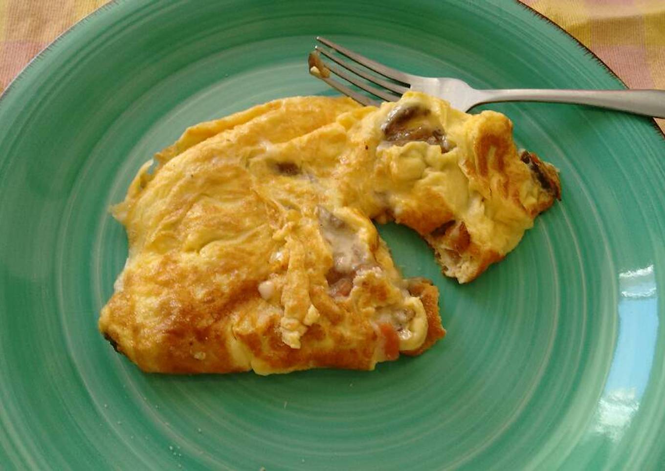 Omelette de berenjena, champiñones y queso. ॐ