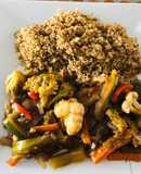 Verduras salteadas estilo oriental con quinoa