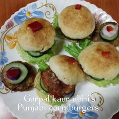 A picture of Punjabi corn burger 🍔.