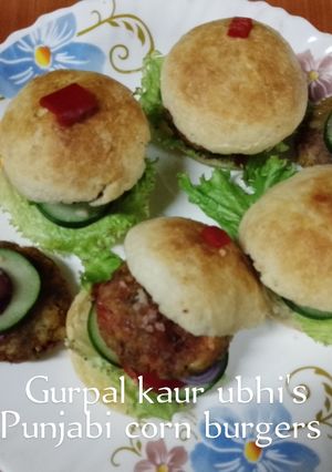 A picture of Punjabi corn burger 🍔.